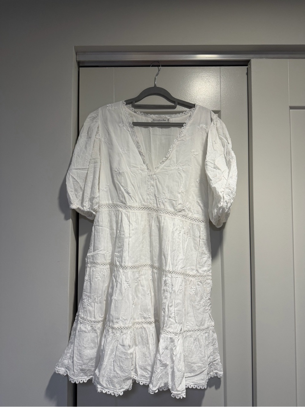 Abercrombie & Fitch White Eyelet Tiered Mini Dress
